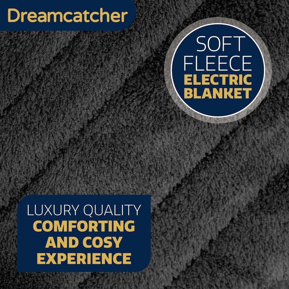 image 1 of Dreamcatcher Black Soft Microfleece Electric Blanket Heated Throw 160x120cm Black