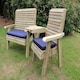 image 3 of Ergonomic Trio Set Wooden Garden Bench & Chair Set - Attach Tray to Arms - L75 x W220 x H105 cm - Fully Assembled