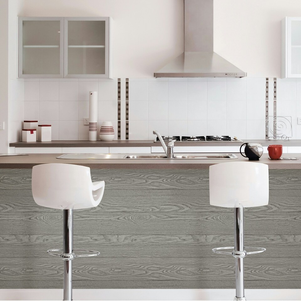 image 1 of NuWallpaper NU2240 Salvaged Wood Peel & Stick Wallpaper, Grey Multi