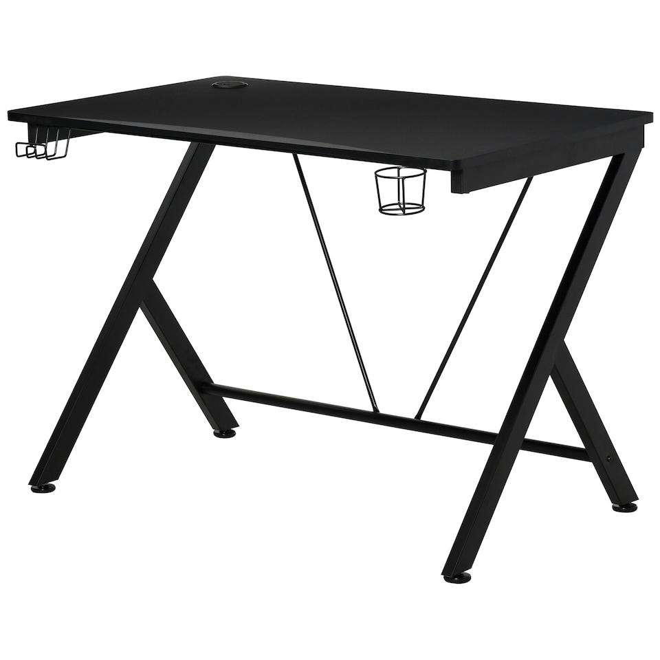 image 1 of HOMCOM Gaming Desk Computer Table with Cup Holder, Headphone Hook