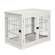 PawHut Dog Crate Puppy Cage End Table Design for Medium Dog White