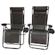 image 10 of Set of 2 Multi Position Garden Gravity Relaxer Chair Sun Lounger with Sun Canopy in Black | Black | Black