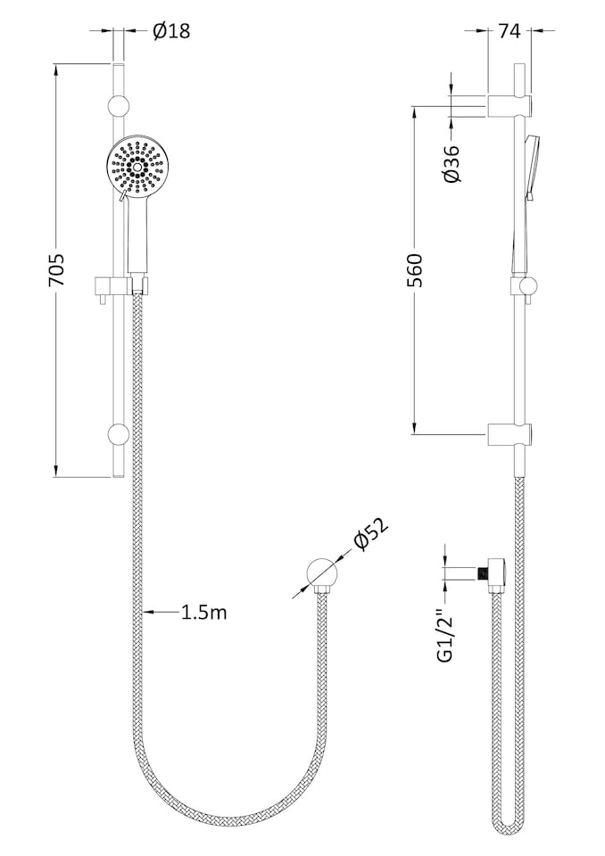 image 1 of Balterley Multi Function Water Saving Shower Kit