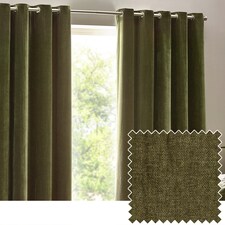 Heavy Chenille Blackout Eyelet Curtain Pair | Green | Olive | 2
