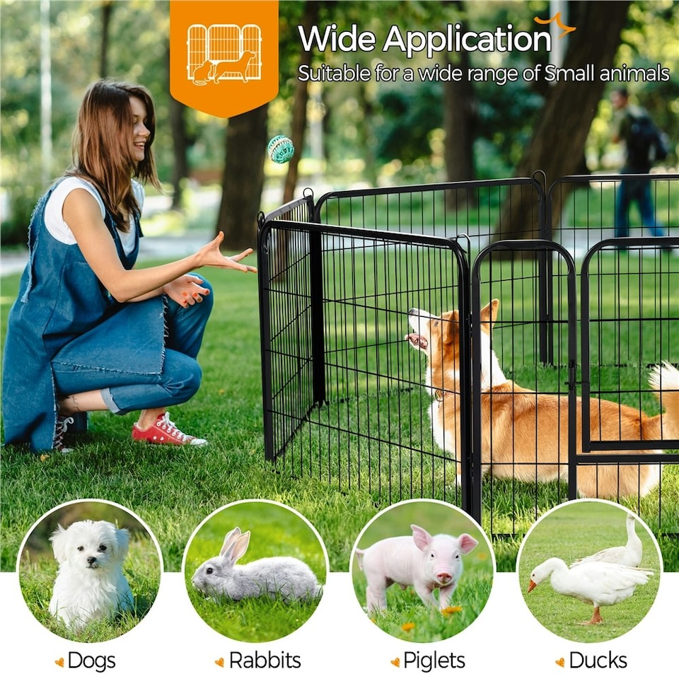 image 1 of Yaheetech 16 Metal Dog Playpen Panels, 80 × 60 cm Black