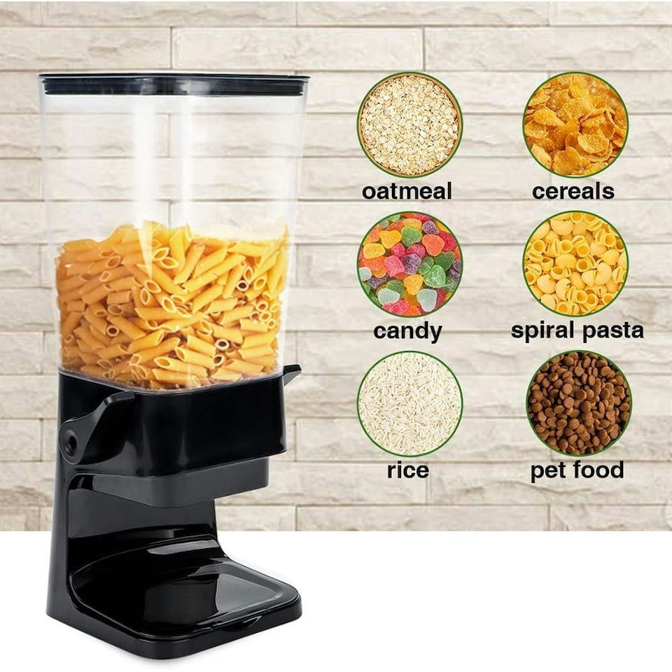 image 1 of Living and Home Cereal and Nut Storage Dispenser, Black