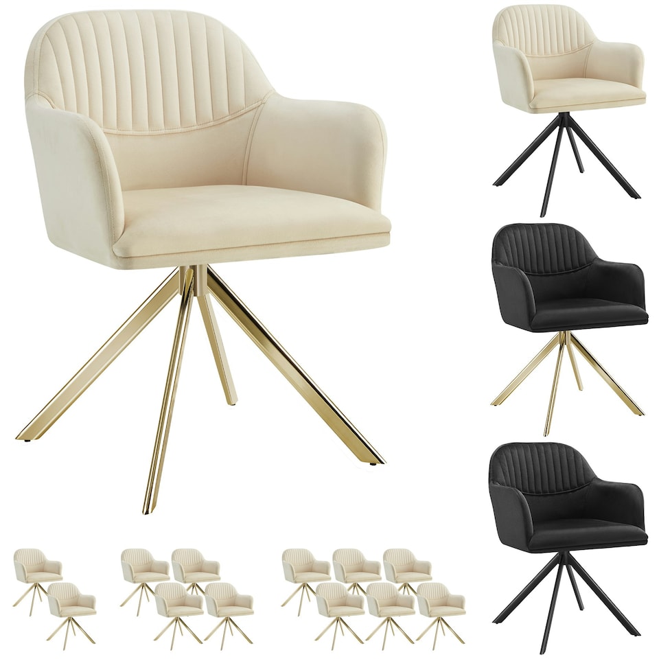 image 1 of Lounge Armchair Living Room Accent Chair 360 Swivel Slim Steel Legs Velvet Fabric - per piece Black | Black/Black