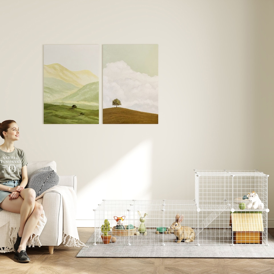 image 1 of PawHut DIY Pet Playpen 36 Panel for Rabbit Chinchilla Hedgehog, White