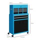 image 7 of HOMCOM Top Chest and Roller Cabinet Combo Metal Tool Cabinet on Wheels Blue Blue | Black