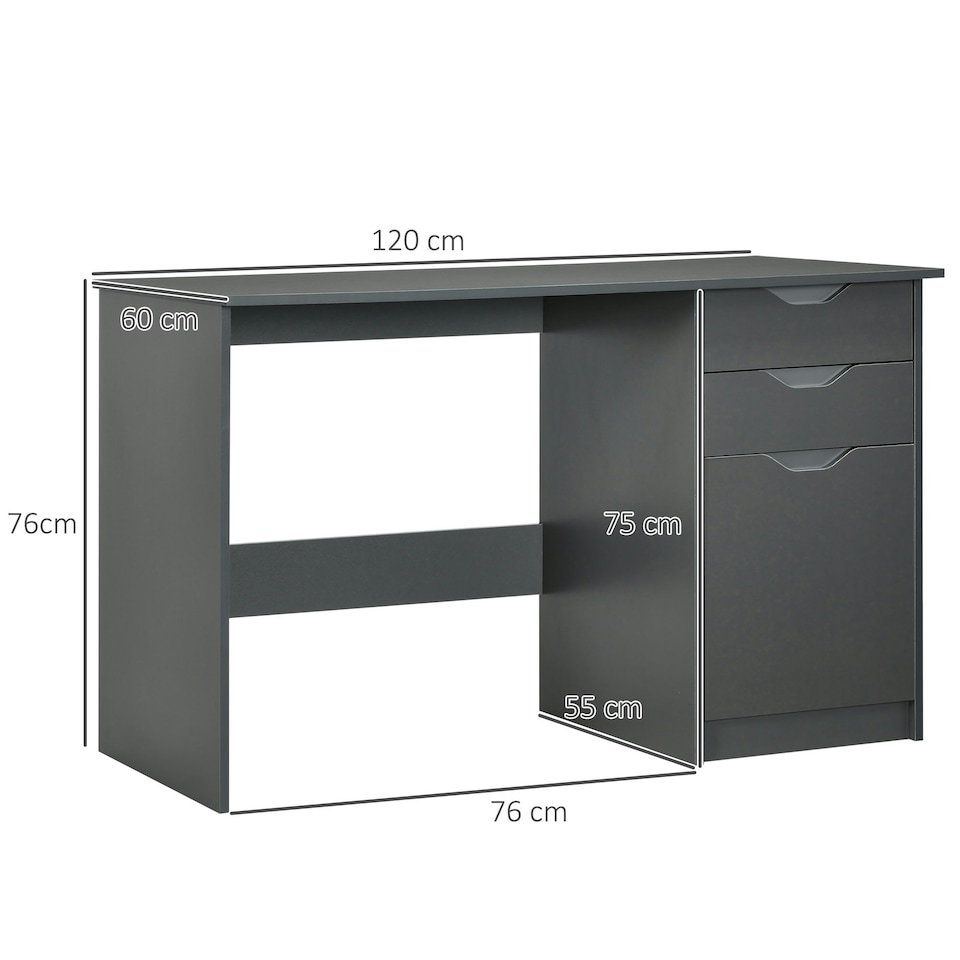 image 1 of HOMCOM Computer Desk w/ Drawers Modern Writing Workstation for Home Office Grey