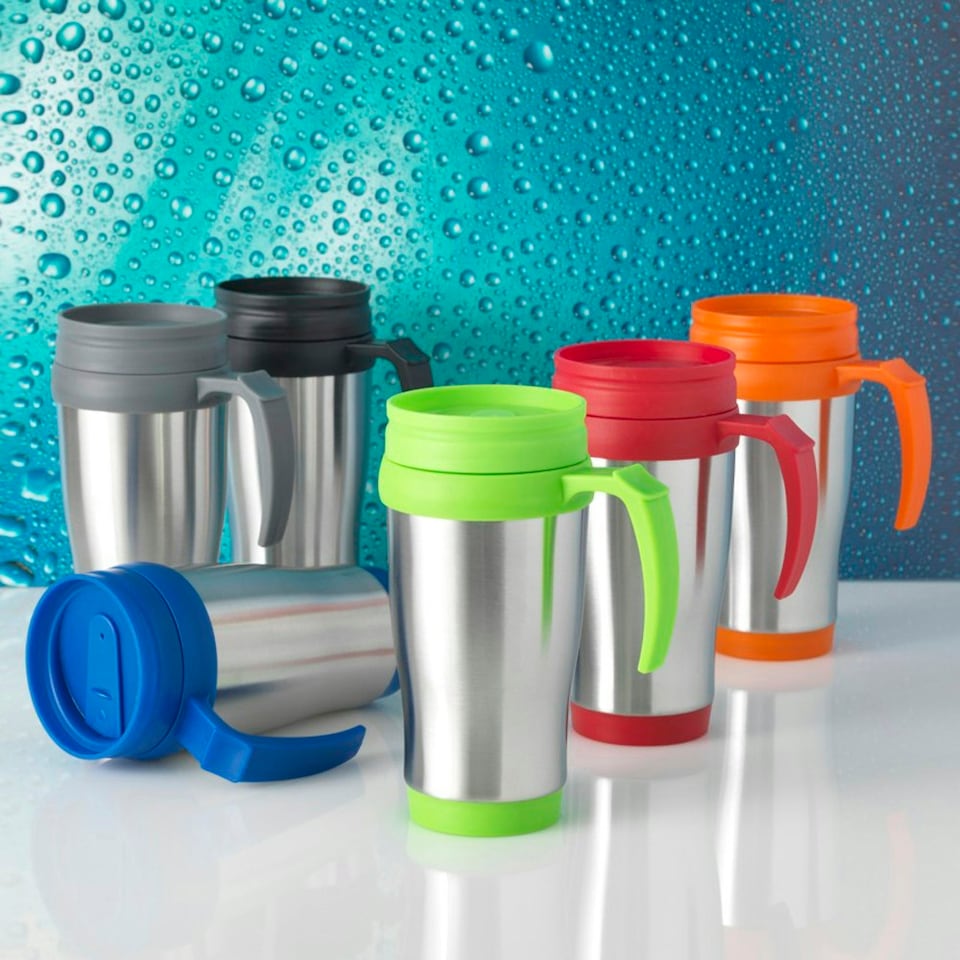 image 1 of Bullet Sanibel Insulated Mug - Silver/Solid Black - 12 x 18 x 8 cm