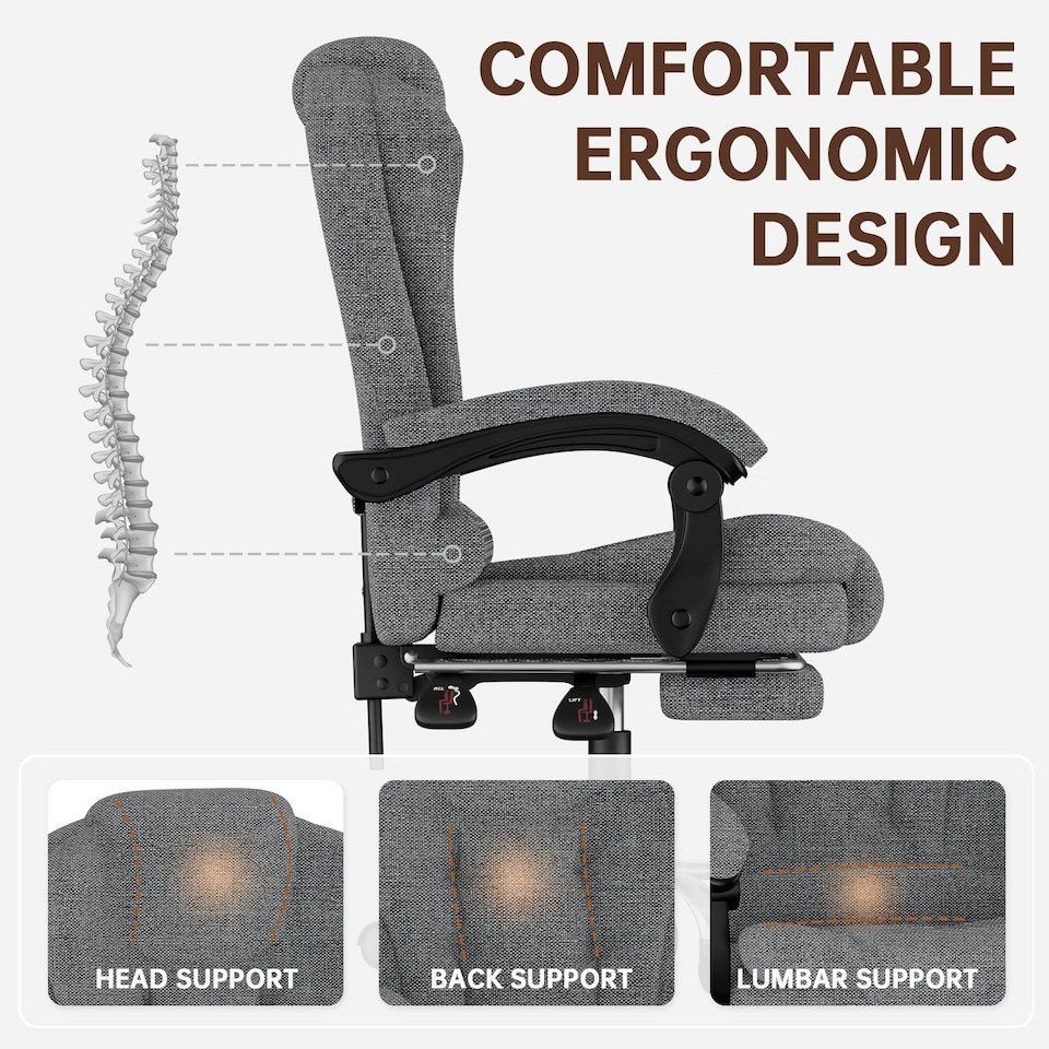 image 1 of Rattantree Ergonomic High Back Office Chair Reclining Executive Desk Chair