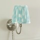 image 3 of ValueLights Neely Pair of - Plug in Brushed Chrome Easy Fit Wall Lights with Blue Pleated Tapered Lampshade - Bulbs Included
