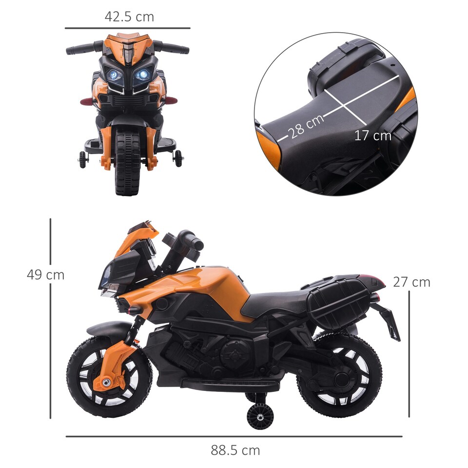 image 1 of HOMCOM Kids 6V Electric Motorcycle Ride-On Toy Battery 18 - 48 months Orange