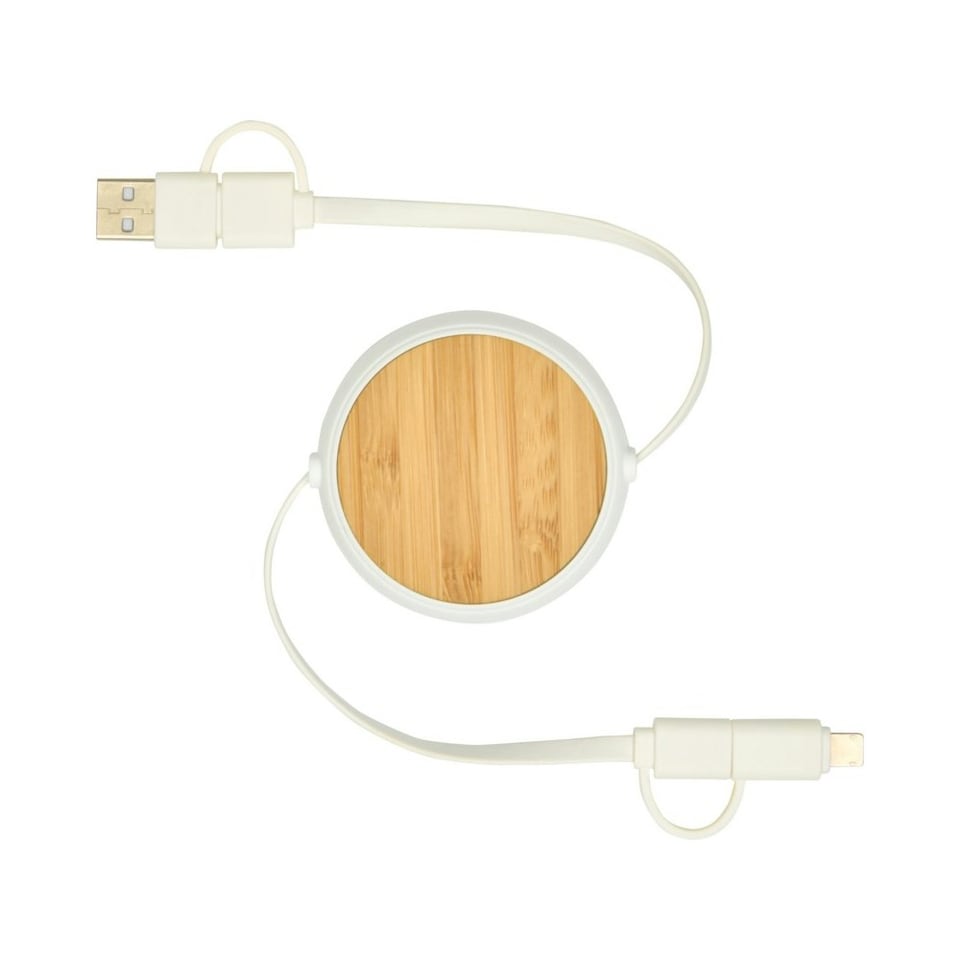 image 1 of Chechia Recycled Plastic 5 in 1 Retractable Connector Cable - White - One Size