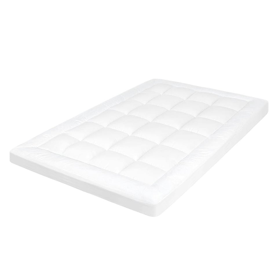 image 1 of Lavio Mattress Topper Single 10CM Deep Washable Thick Soft Microfibre with Strap White | Single