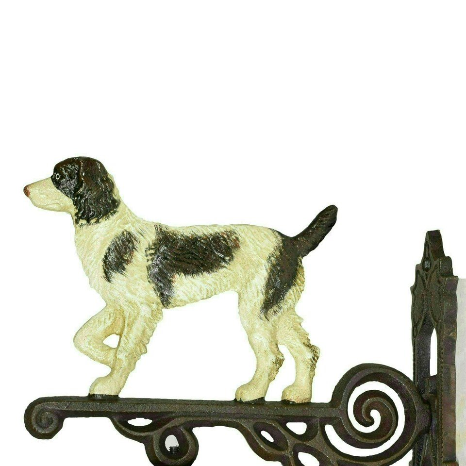 image 1 of Springer Spaniel Dog Bell Cast Iron Sign Plaque Door Wall Fence Gate Post House