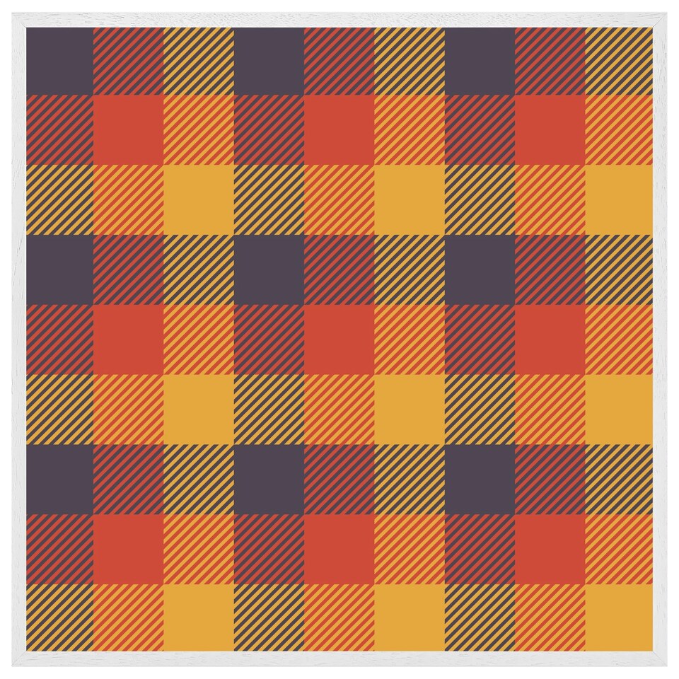 image 1 of Orange check pattern (Picture Frame) White | L