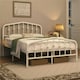 image 1 of Yaheetech 190 cm L × 135 cm W Modern Metal Bed Frame with Arched Headboard White