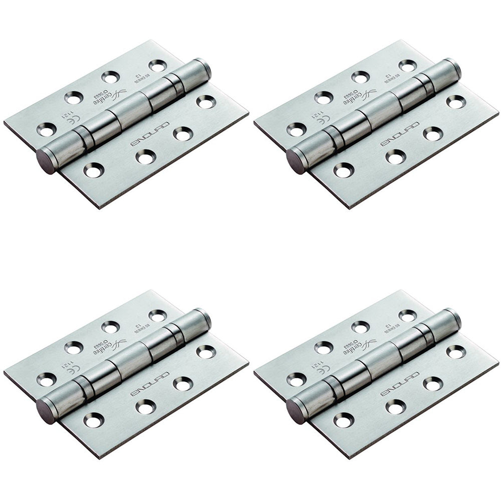 4 PACK - 3 Pack SetGrade 13 Ball Bearing P Hinge - 102 x 76mm Satin Stainless Steel Door