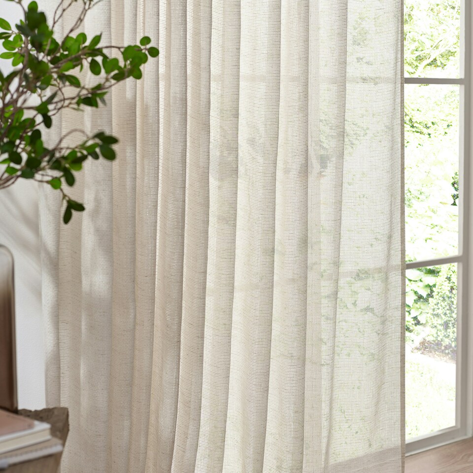 image 1 of Yard Nimbus Sheer Natural Tie Top Curtain Panel 290 x 250 cm Multi
