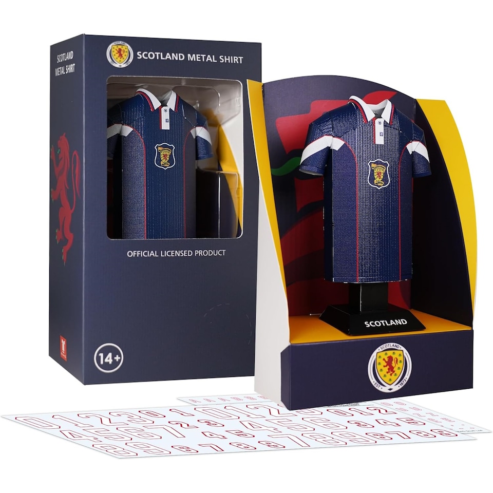 image 1 of RadStuff Metal Alloy Football Shirt - Retro Scotland Home Kit 1996/98