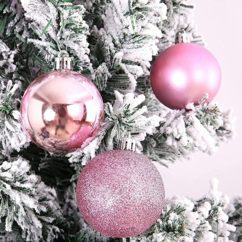 image 1 of 50mm/24Pcs Christmas Baubles Shatterproof Pale Pink