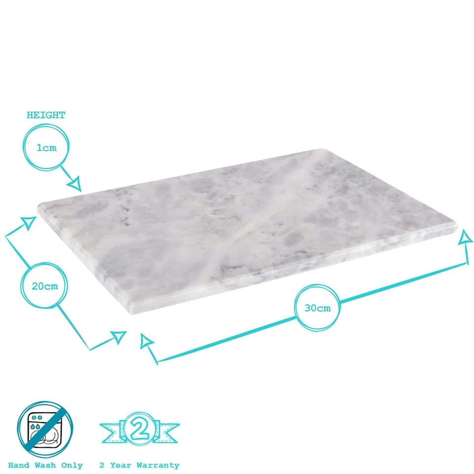 image 1 of Argon Tableware Rectangle Marble Chopping Board - 30 x 20cm White