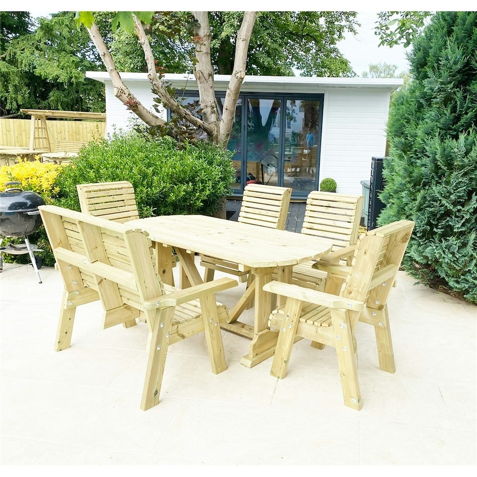 image 1 of Heavy Duty Table and Chair Set - 1 Oval Table - 4 Chairs, 1x 2 Seater Bench - 6 Seater