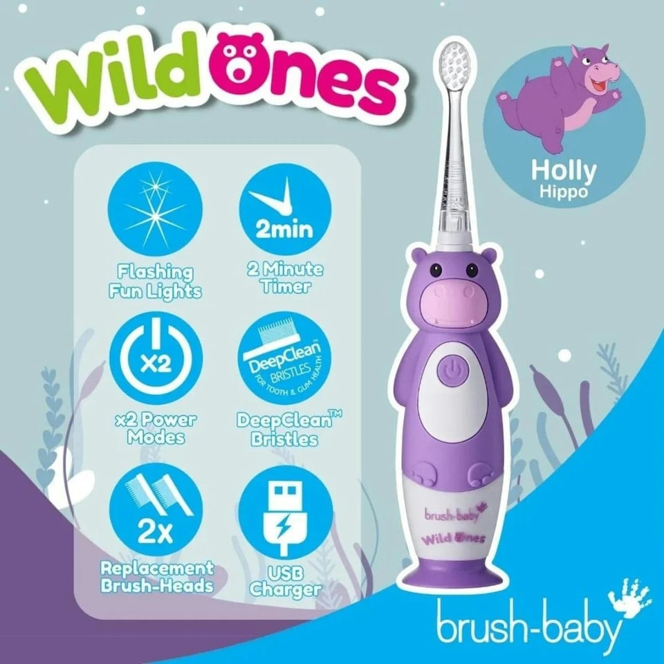 image 1 of WildOnes™ Hippo Kids Electric Rechargeable Toothbrush