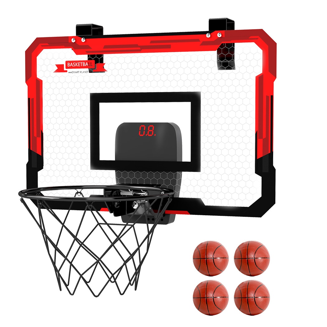 Dekko Mini Basketball Hoop Over Door for Kids Indoor Sport Backboard 4 Balls