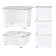 image 1 of 2 x 30L Clear Plastic Stackable Wheeled Storage Containers With Folding Split Lids Clear