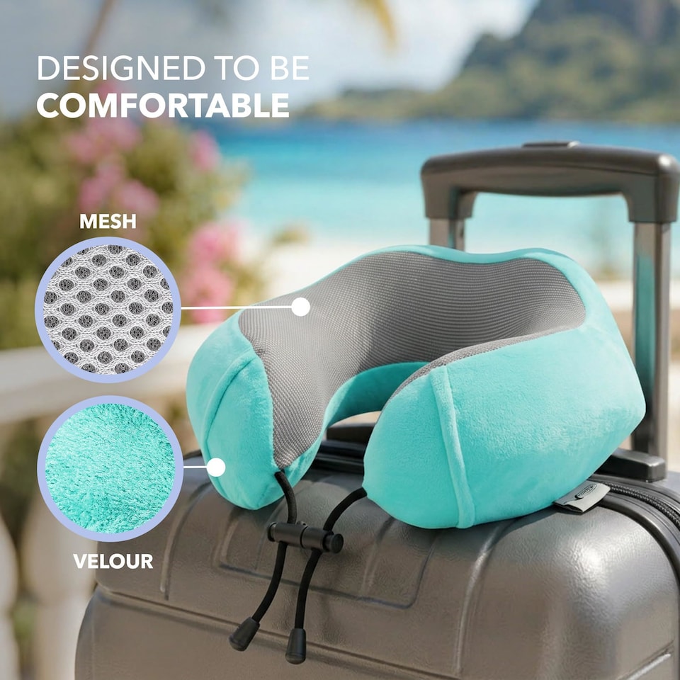 image 1 of Lugg Memory Foam Travel Neck Pillow with Adjustable Buckle and Washable Cover