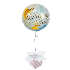 Happy Birthday Mermaid Round Foil Helium Balloon - Inflated Balloon in a Box