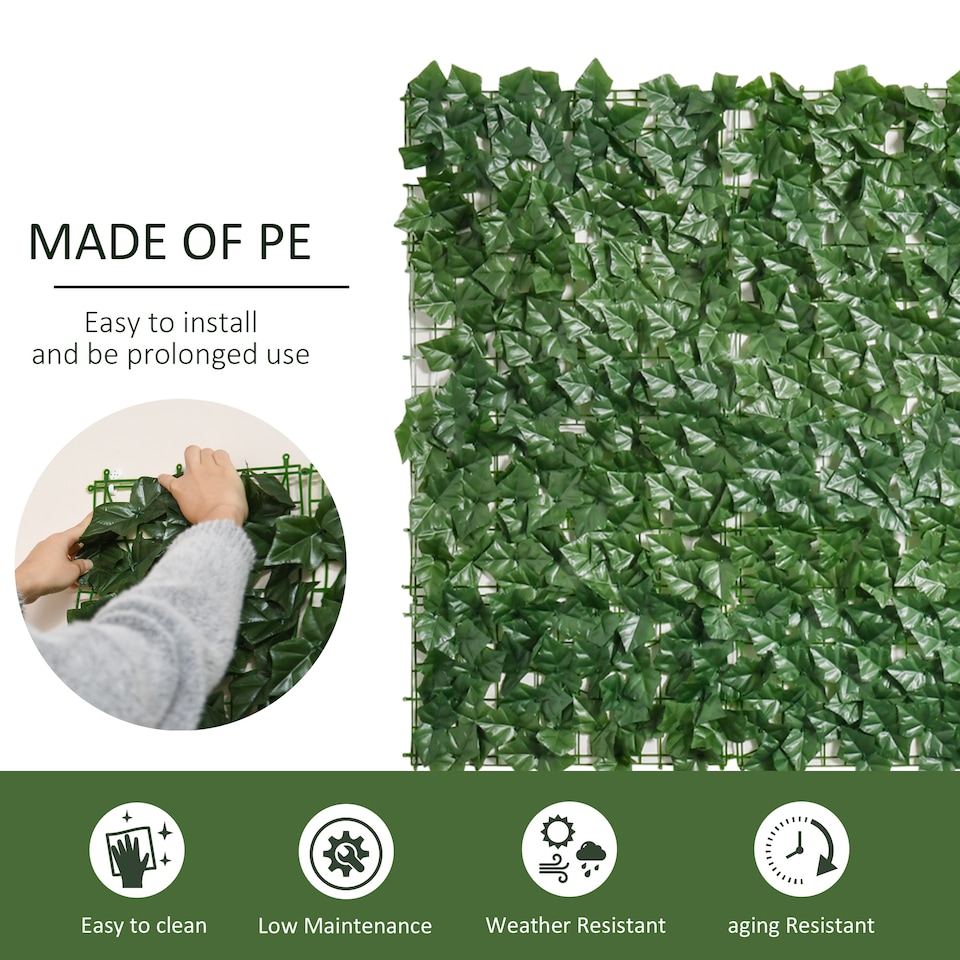 image 1 of Outsunny Artificial Leaf Hedge Panel Garden Fence Privacy Screen on Roll 1m x 3m