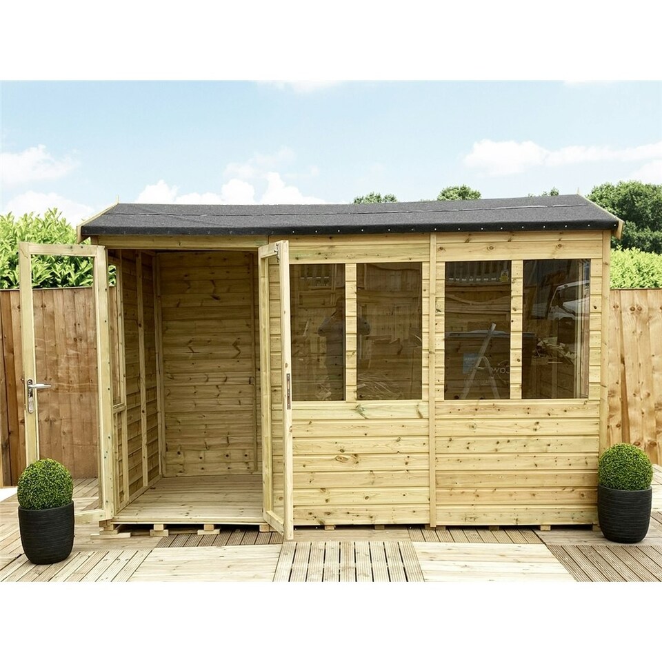 image 1 of 7 x 12 REVERSE Pressure Treated Tongue And Groove Apex Summerhouse (7' x 12' / 7ft x 12ft) (7' x 12' / 7ft x 12ft) (7x12)