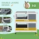 image 2 of PawHut Rabbit Hutch, Indoor Wooden House w/ Wheels, Trays, Grey