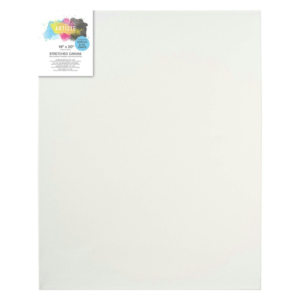 image 1 of Artiste Stretched Canvas, Triple Primed, Wooden Frame, White, 16x20", 380gsm