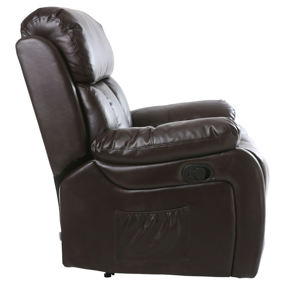 image 1 of Chester Bonded Leather Manual Recliner Chair with Heat And Massage (Brown)
