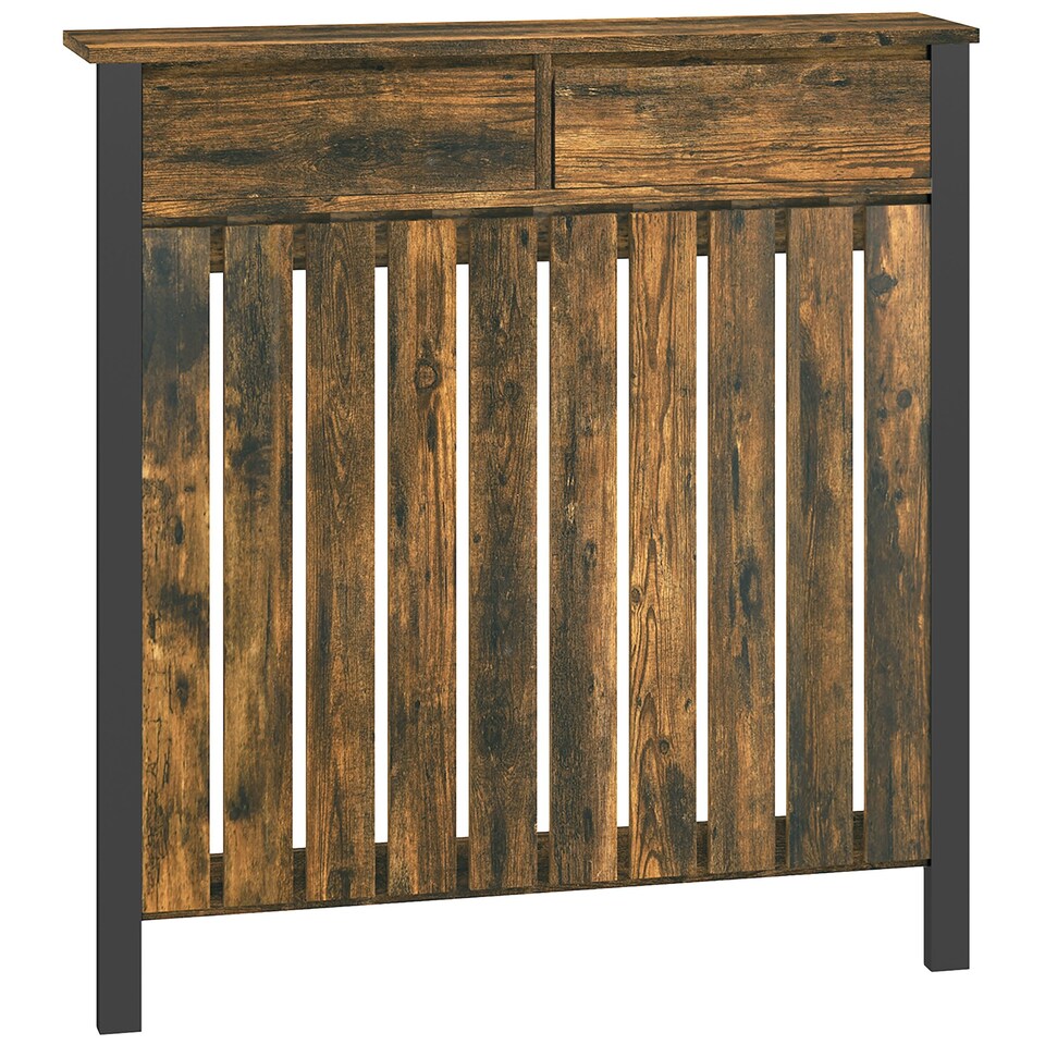 image 1 of HOMCOM Small Radiator Cover with Drawer and Vertical Slats 88.5 x 19 x 93cm