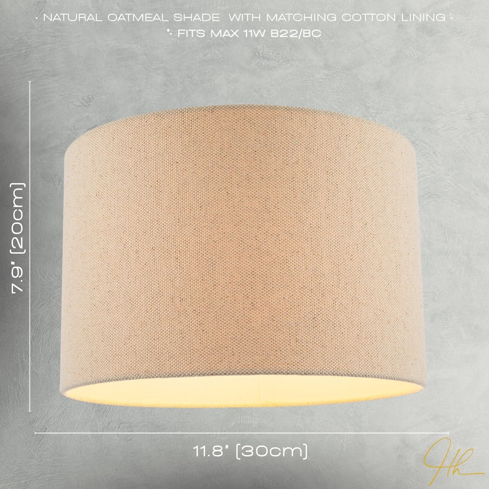 image 1 of Light Taupe Oatmeal Linen Fabric Drum Lamp Shade with Cotton Lining | Cream | Oatmeal | 1