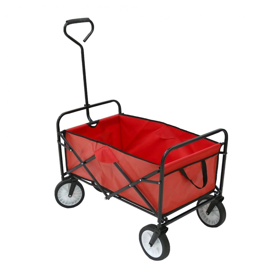 image 1 of Oypla Red Heavy Duty Foldable Garden Festival Trolley Folding Cart Wagon Truck Wheelbarrow