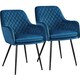 image 1 of Yaheetech Set of 2 Upholstered Dining Chairs with Velvet Fabric Blue