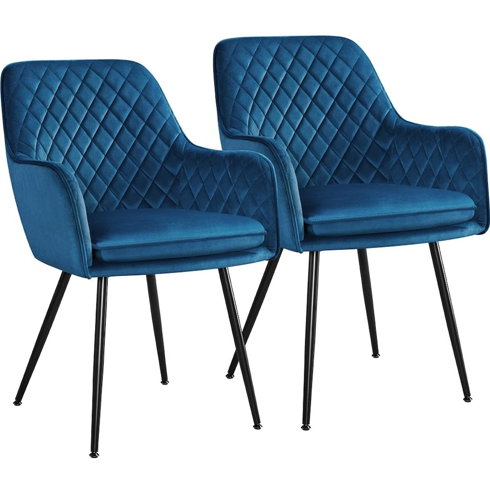 image 1 of Yaheetech Set of 2 Upholstered Dining Chairs with Velvet Fabric Blue