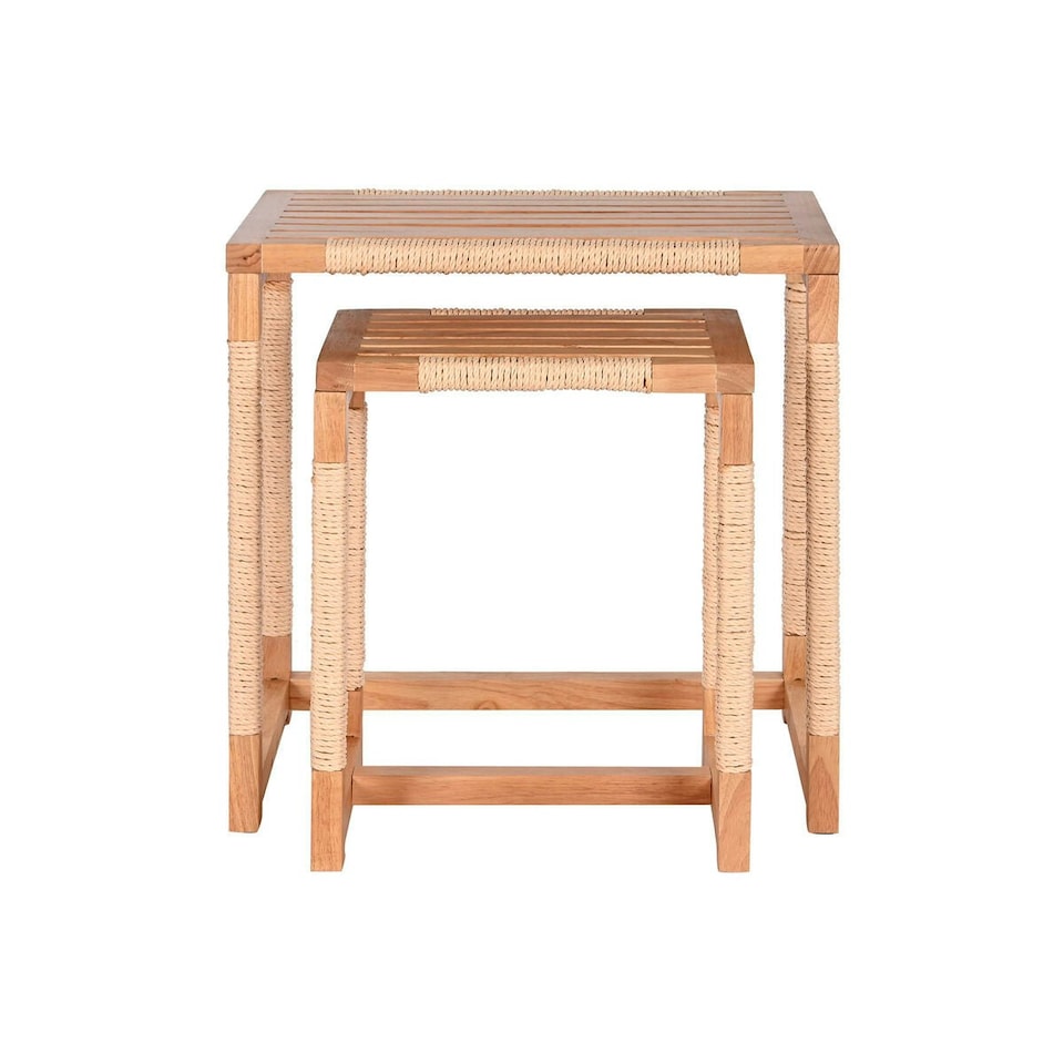 image 1 of Set of 2 tables Home ESPRIT Natural Rope Fir 58 x 38 x 60 cm N/A