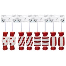 Assorted Christmas Red & White Glitter Candy Cane Sweets Hanging Tree Decorations - Pack of 2