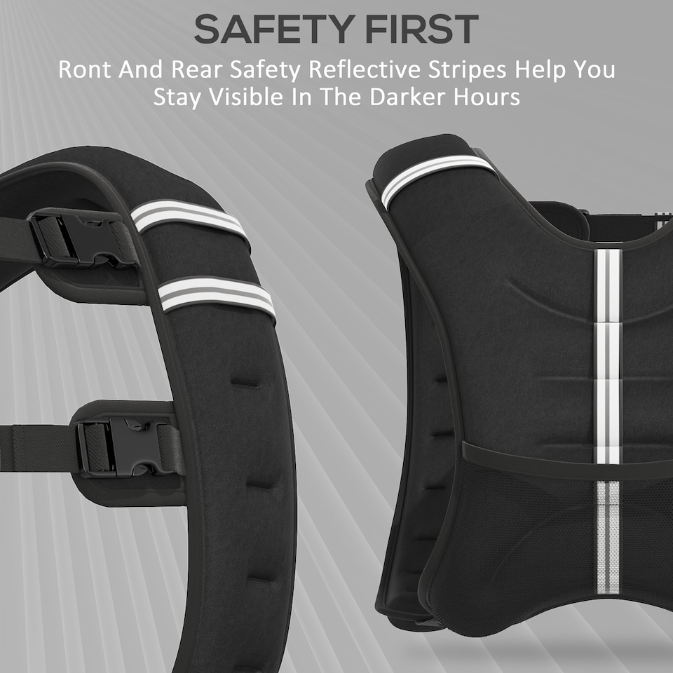 image 1 of HOMCOM 8KG Weighted Vest with Adjustable Straps, Pocket, Reflective Strips | Black