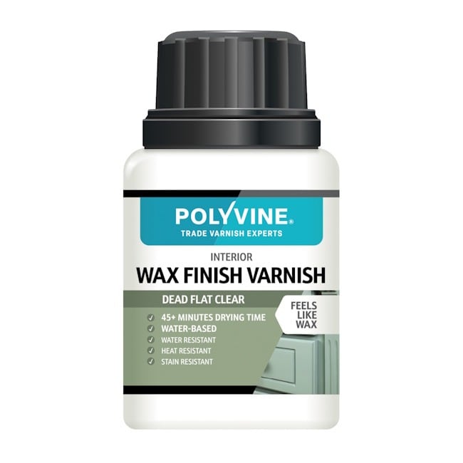Polyvine Clear Wax Finish Varnish Dead Flat – Quick Dry, Water Resistant Clear Varnish Wax - Quick Dry, Long Lasting Protection, Heat& Stain Resistant