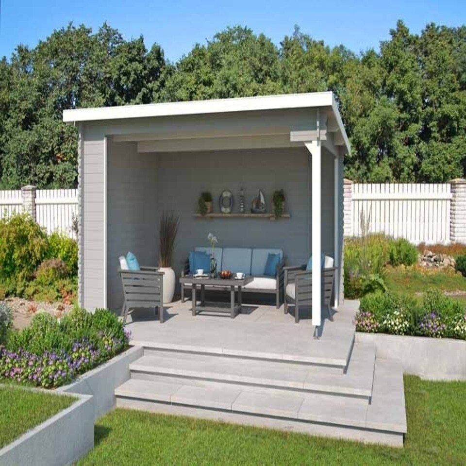 image 1 of Columbus-Log Cabin, Wooden Garden Room, Timber Summerhouse, Home Office - L435 x W349 x H245.1 cm Brown