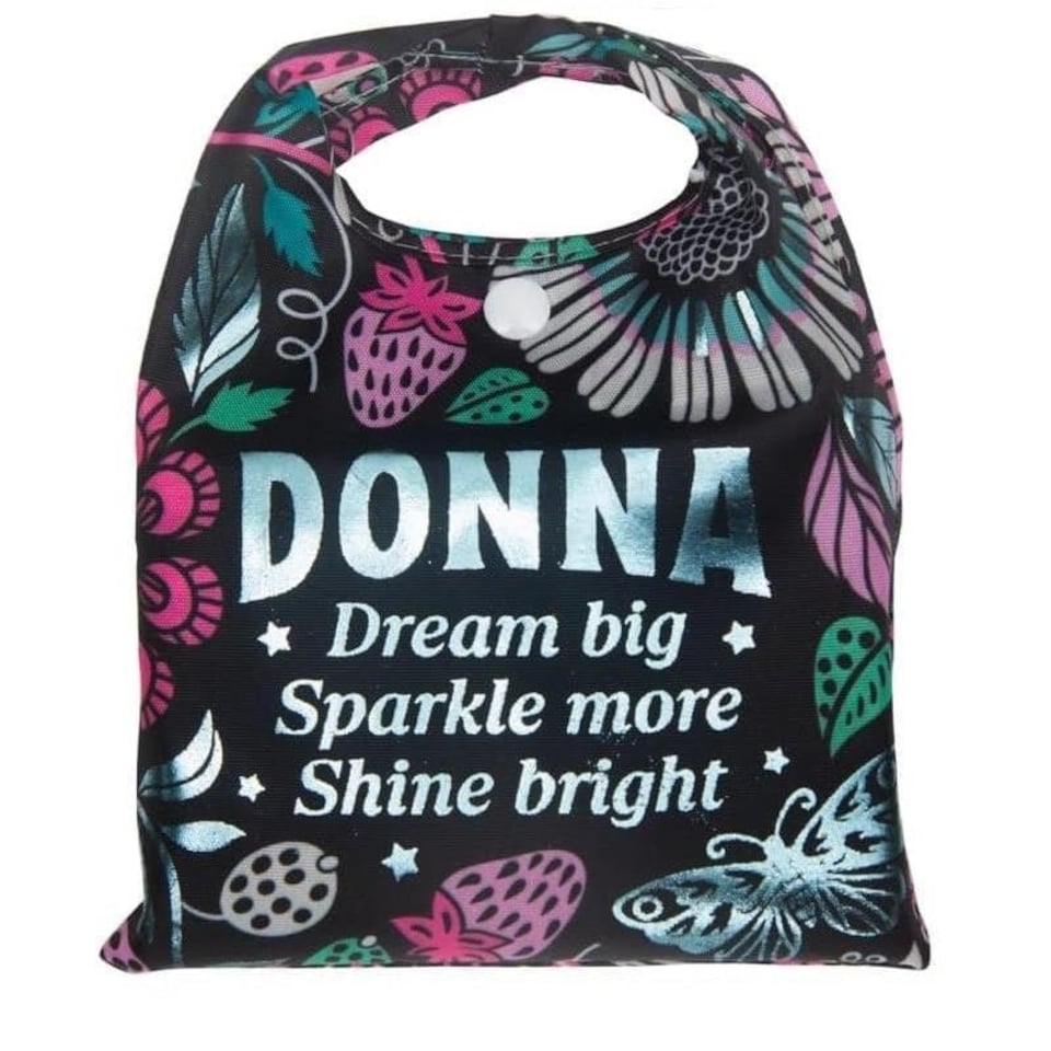 image 1 of History & Heraldry Personalised Sparkle Reusable Foldable Shopper Bag - Donna | Multi
